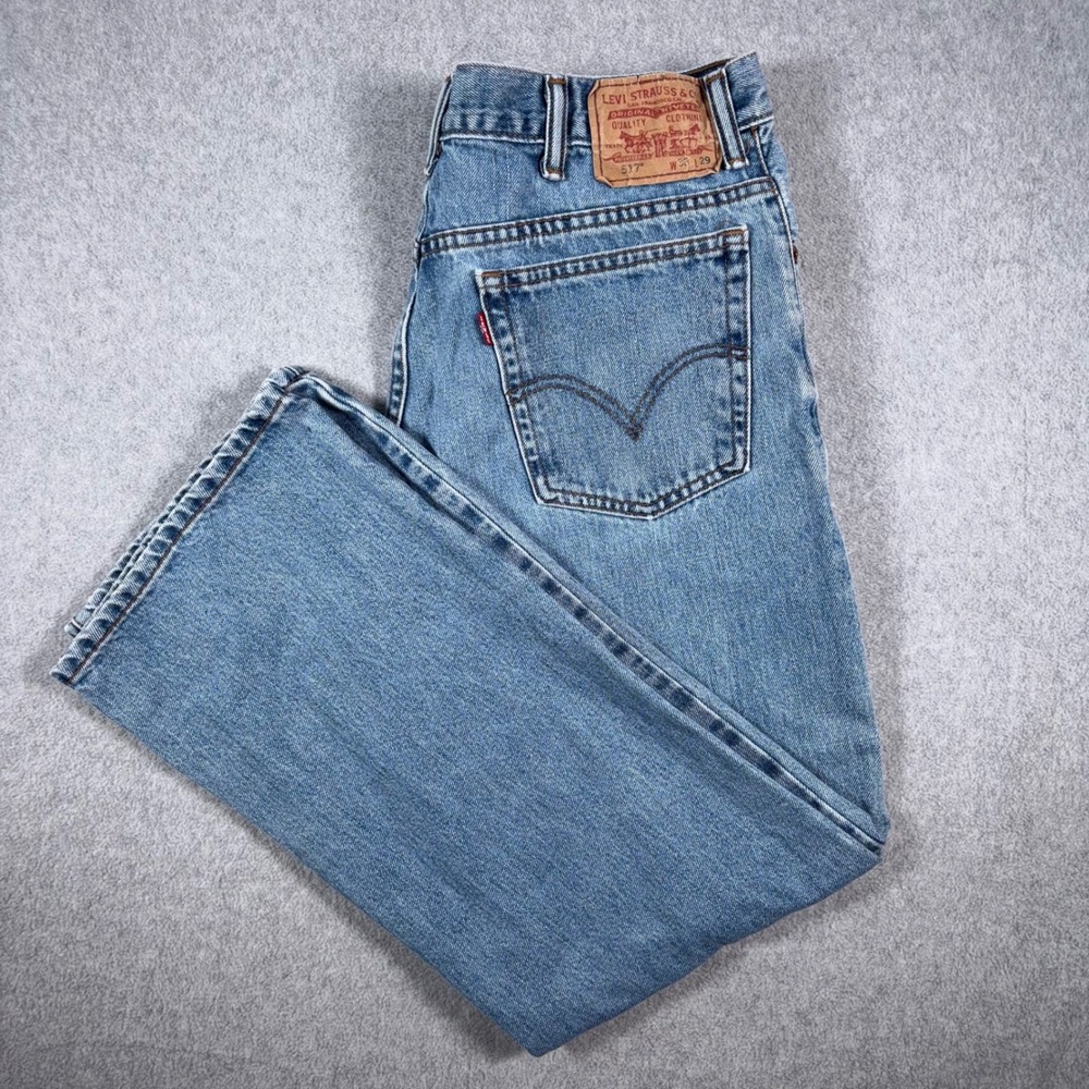 Levi's 517 Bootcut Jeans Mens 33x29 Light Wash Blue Solid Denim VTG Slim Fit